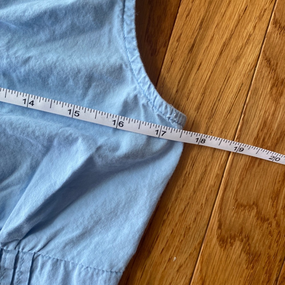 Japna Blue Cotton Corset Babydoll Cropped Tank Top Ruffle Cottagecore L - Picture 7 of 8